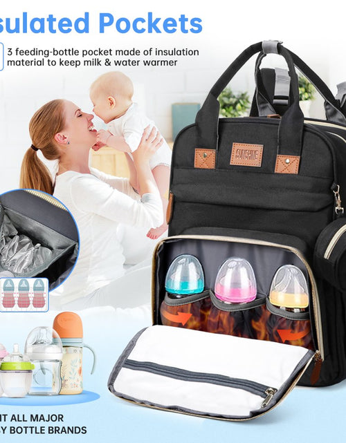 Load image into Gallery viewer, Diaper Bag Backpack, Baby Bag with Insulated Milk Bottle Pockets, Multifunctional Diaper Bags for Baby Girl Boy, Travel Large Capacity Bag with 13 Pockets &amp; Stroller Straps, Waterproof&amp;Stylish(Black)
