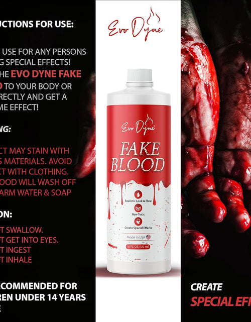 Load image into Gallery viewer, 3-Pack  Fake Blood (16 FL OZ), Made in USA | Halloween Vampire Blood Bottle for Costumes Including Zombie, Vampire and Other Dress up Needing a Gory Scene - Looks &amp; Feels like Real Blood
