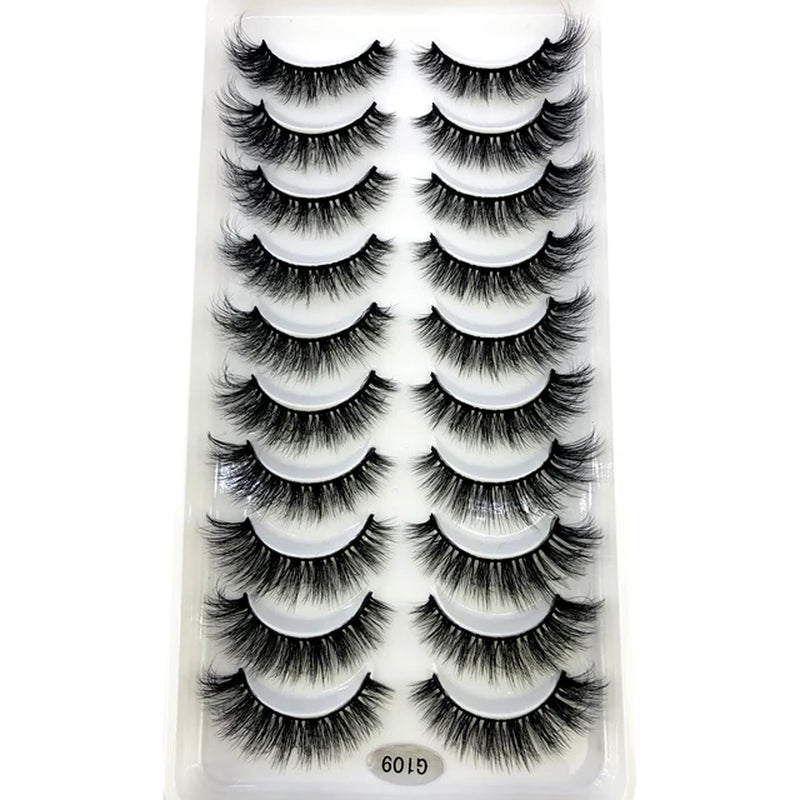 2023 NEW 10 Pairs 100% Real Mink Eyelashes 3D Natural False Eyelashes 3D Mink Lashes Soft Eyelash Extension Makeup Kit Cilios