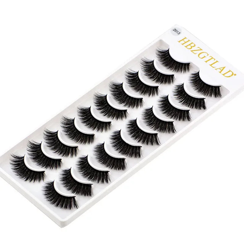 2023 NEW 10 Pairs 100% Real Mink Eyelashes 3D Natural False Eyelashes 3D Mink Lashes Soft Eyelash Extension Makeup Kit Cilios