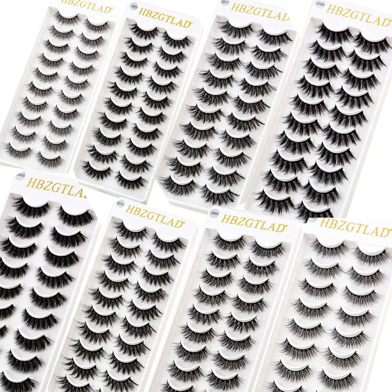 2023 NEW 10 Pairs 100% Real Mink Eyelashes 3D Natural False Eyelashes 3D Mink Lashes Soft Eyelash Extension Makeup Kit Cilios