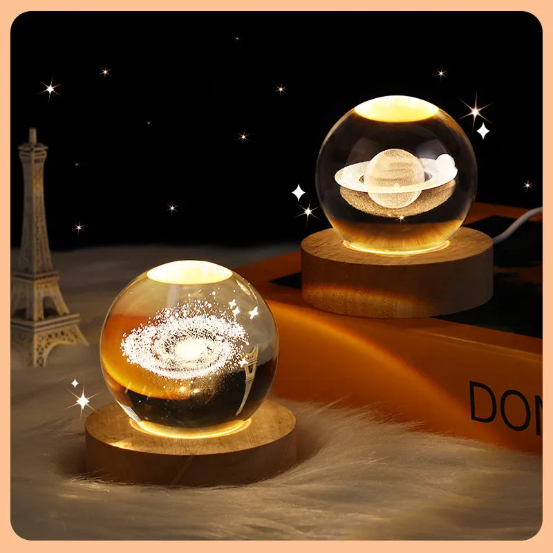 Luminous Ball Night Light Nebula Saturn Ferris Wheel Moon Crystal Projection Atmosphere Light for Christmas Birthday Kid Gift