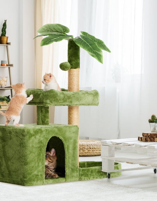 Load image into Gallery viewer, 31.5&quot; Cat Tree Cat Tower for Indoor Cats with Green Leaves, Cat Condo Cozy Plush Cat House with Hang Ball and Leaf Shape Design, Cat Furniture Pet House with Cat Scratching Posts,Grey
