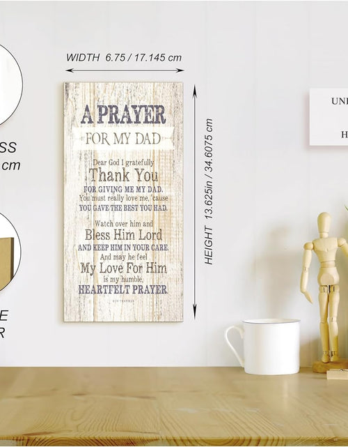 Load image into Gallery viewer, Dad Father Wood Plaque Inspiring Quotes 6 3/4&quot; X 13 5/8&quot; - Classy Frame Wall Decoration | Keyhole on Back for Hanging | Dear God I Gratefully Thank You for Giving Me My Dad | Made in the USA
