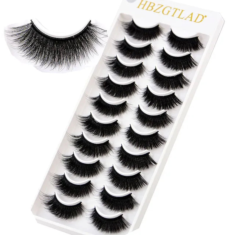 2023 NEW 10 Pairs 100% Real Mink Eyelashes 3D Natural False Eyelashes 3D Mink Lashes Soft Eyelash Extension Makeup Kit Cilios