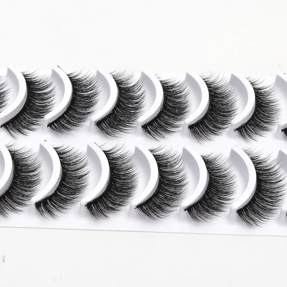 2023 NEW 10 Pairs 100% Real Mink Eyelashes 3D Natural False Eyelashes 3D Mink Lashes Soft Eyelash Extension Makeup Kit Cilios