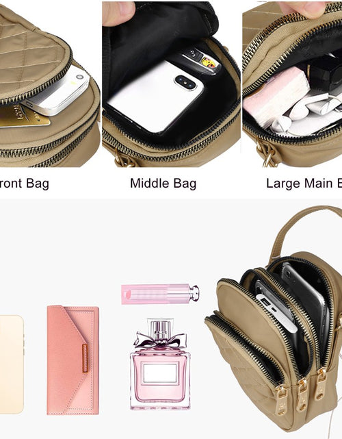 Load image into Gallery viewer, Quilted Cell Phone Purse,  Multi-Pockets Crossbody Phone Pouch Bag with Adjustable Strap and Headphone Hole for Women
