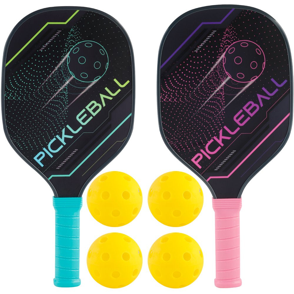 Pickleball Paddles Set Pickle Ball Paddle Set of 2 with 4 Pickleball Balls and Bag, Pickleball Rackets Gifts for Women Men Beginners