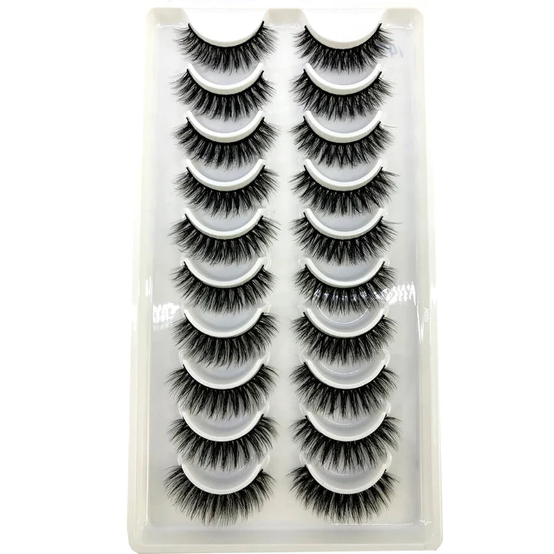 2023 NEW 10 Pairs 100% Real Mink Eyelashes 3D Natural False Eyelashes 3D Mink Lashes Soft Eyelash Extension Makeup Kit Cilios