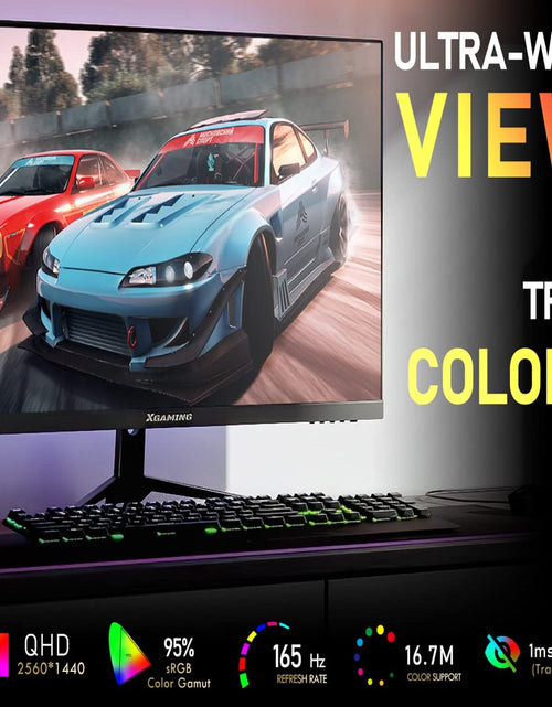 Load image into Gallery viewer, 27-Inch 165Hz Gaming Monitor, 1440P Gaming Monitor, QHD 2K(2560X1440) PC Monitor,  Monitor with 2 Speakers and Backlight, 1Ms Free Sync, Black Metal Base, DP&amp;HDMI, Computer Gaming Monitor
