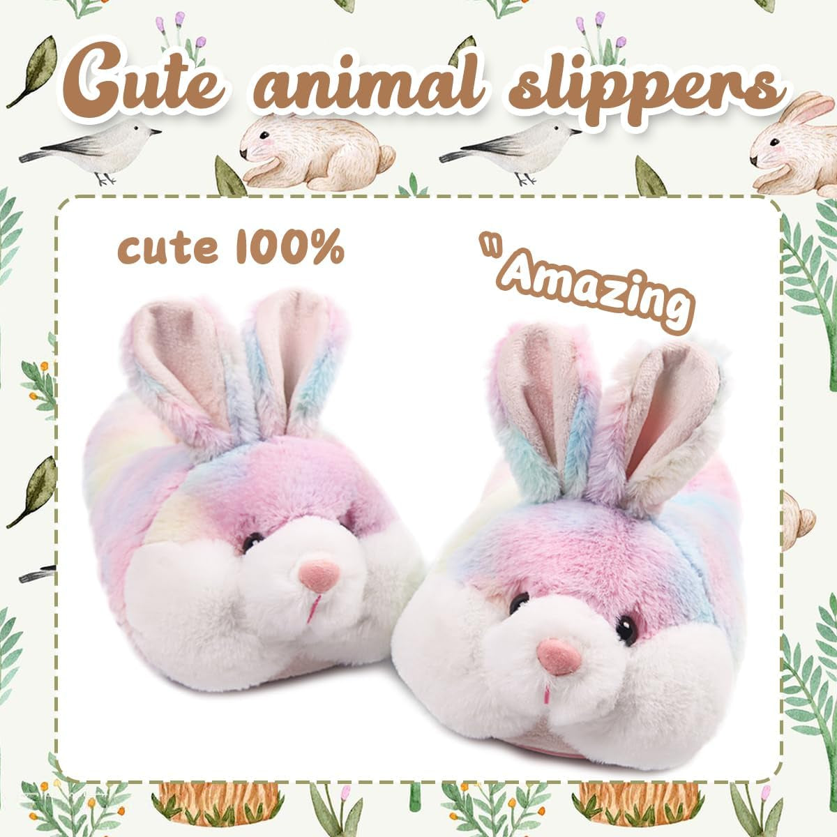 Classic Bunny Slippers for Women Funny Animal Slippers for Girls Cute Plush Rabbit Slippers Easter Gifts