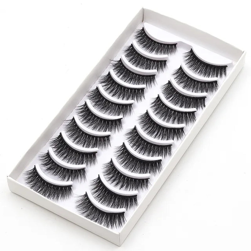 2023 NEW 10 Pairs 100% Real Mink Eyelashes 3D Natural False Eyelashes 3D Mink Lashes Soft Eyelash Extension Makeup Kit Cilios