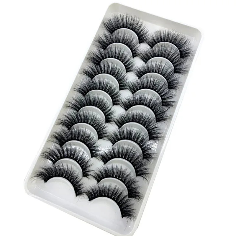 2023 NEW 10 Pairs 100% Real Mink Eyelashes 3D Natural False Eyelashes 3D Mink Lashes Soft Eyelash Extension Makeup Kit Cilios