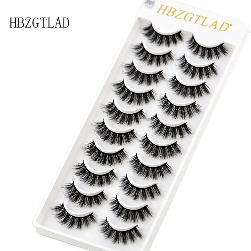 2023 NEW 10 Pairs 100% Real Mink Eyelashes 3D Natural False Eyelashes 3D Mink Lashes Soft Eyelash Extension Makeup Kit Cilios