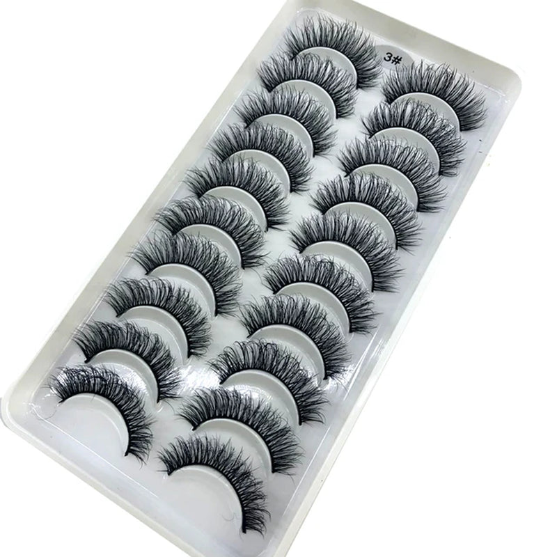 2023 NEW 10 Pairs 100% Real Mink Eyelashes 3D Natural False Eyelashes 3D Mink Lashes Soft Eyelash Extension Makeup Kit Cilios