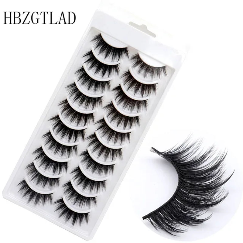 2023 NEW 10 Pairs 100% Real Mink Eyelashes 3D Natural False Eyelashes 3D Mink Lashes Soft Eyelash Extension Makeup Kit Cilios