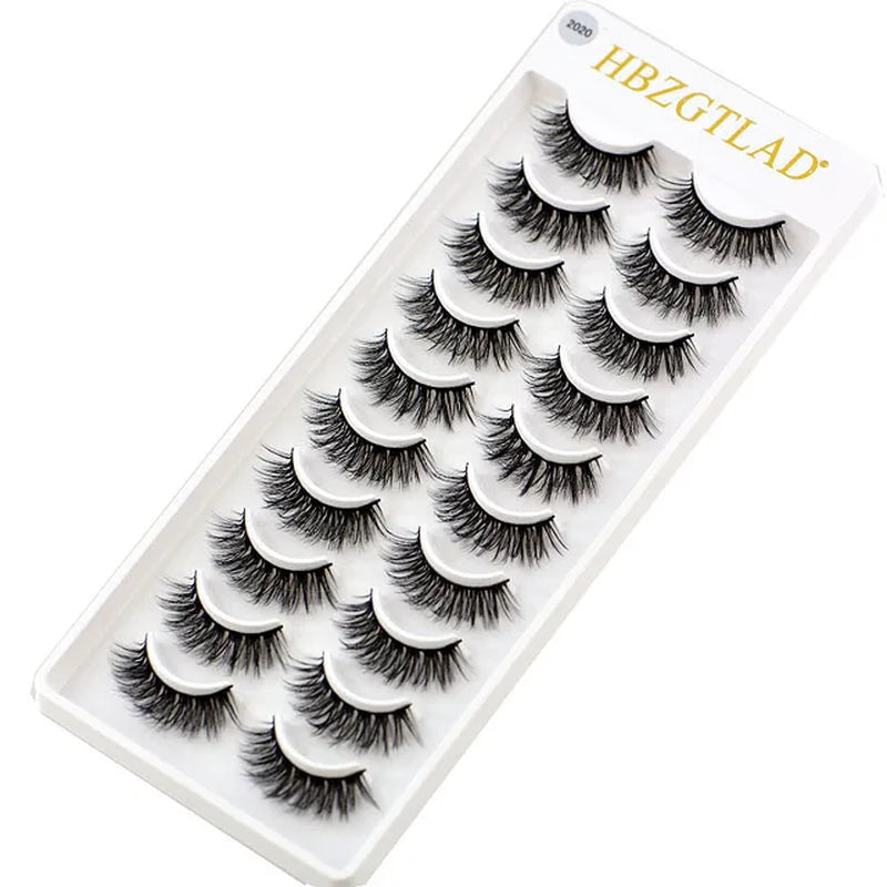 2023 NEW 10 Pairs 100% Real Mink Eyelashes 3D Natural False Eyelashes 3D Mink Lashes Soft Eyelash Extension Makeup Kit Cilios