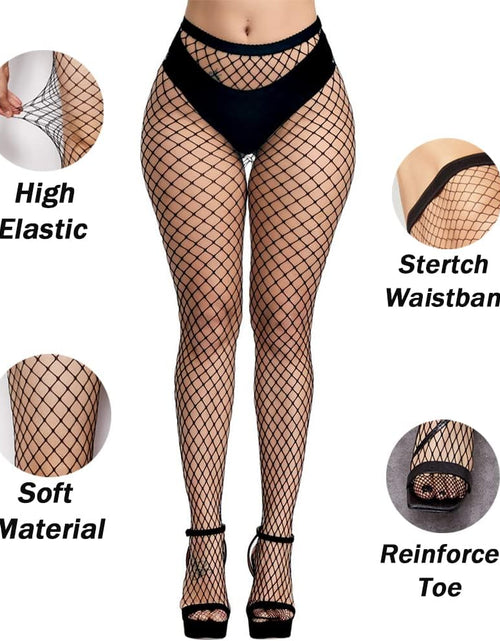 Load image into Gallery viewer, Women&#39;S Fishnet Tights High Waist Fishnet Tights Black Fishnet Stockings Mesh Fishnet
