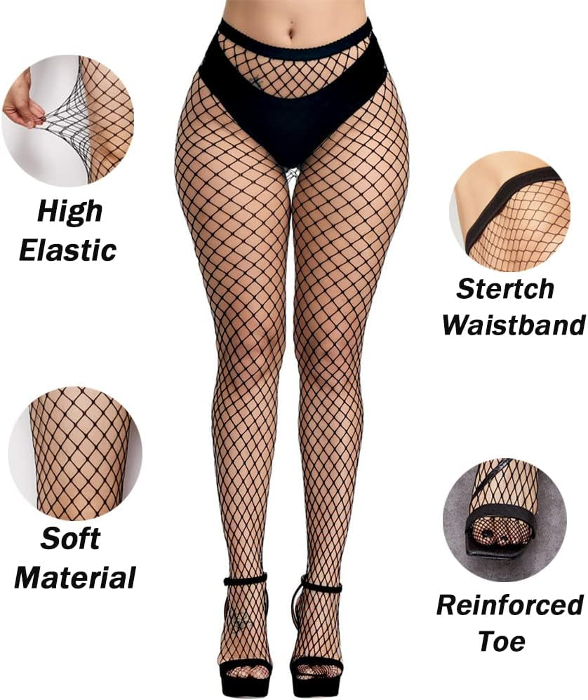 Women'S Fishnet Tights High Waist Fishnet Tights Black Fishnet Stockings Mesh Fishnet