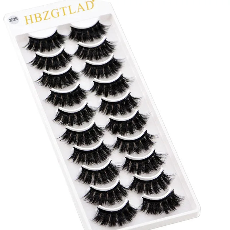 2023 NEW 10 Pairs 100% Real Mink Eyelashes 3D Natural False Eyelashes 3D Mink Lashes Soft Eyelash Extension Makeup Kit Cilios