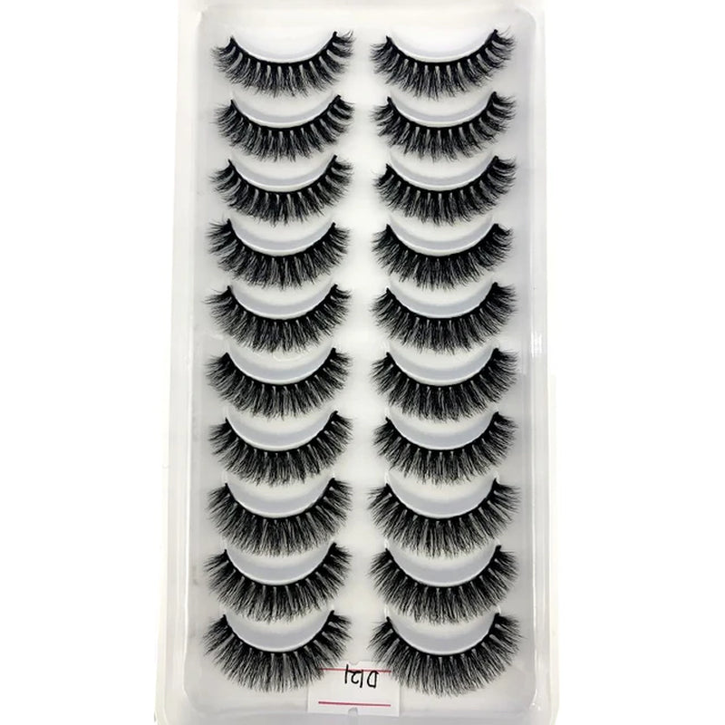 2023 NEW 10 Pairs 100% Real Mink Eyelashes 3D Natural False Eyelashes 3D Mink Lashes Soft Eyelash Extension Makeup Kit Cilios