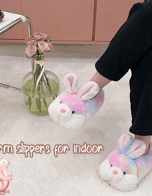 Load image into Gallery viewer, Classic Bunny Slippers for Women Funny Animal Slippers for Girls Cute Plush Rabbit Slippers Easter Gifts
