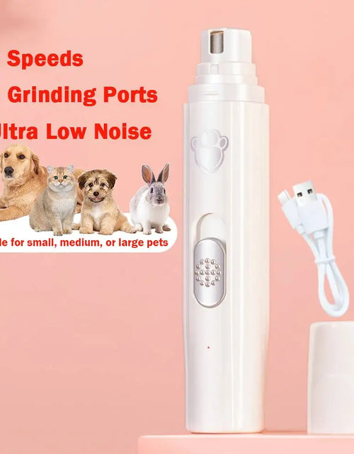 Load image into Gallery viewer, Dog Nail Grinder 2-Speed Electric Rechargeable Pet Nail Trimmer Painless Paws Grooming Smoothing for Small Medium Large Dogs Cat
