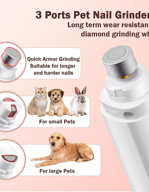 Load image into Gallery viewer, Dog Nail Grinder 2-Speed Electric Rechargeable Pet Nail Trimmer Painless Paws Grooming Smoothing for Small Medium Large Dogs Cat
