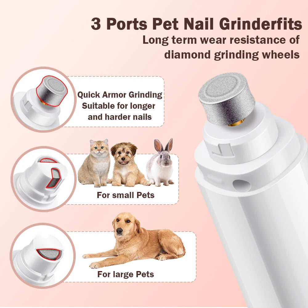 Dog Nail Grinder 2-Speed Electric Rechargeable Pet Nail Trimmer Painless Paws Grooming Smoothing for Small Medium Large Dogs Cat