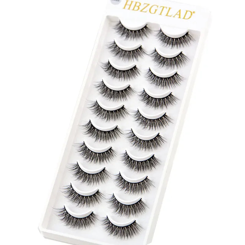 2023 NEW 10 Pairs 100% Real Mink Eyelashes 3D Natural False Eyelashes 3D Mink Lashes Soft Eyelash Extension Makeup Kit Cilios