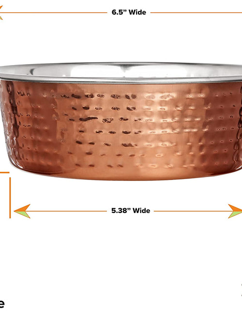 Load image into Gallery viewer, Hammered Stainless Steel Pet Bowl with Copper Coating - Deluxe Luxury Style Dog and Cat Dish (Medium, 32 Oz.)
