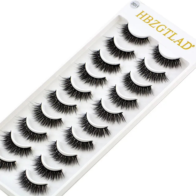 2023 NEW 10 Pairs 100% Real Mink Eyelashes 3D Natural False Eyelashes 3D Mink Lashes Soft Eyelash Extension Makeup Kit Cilios