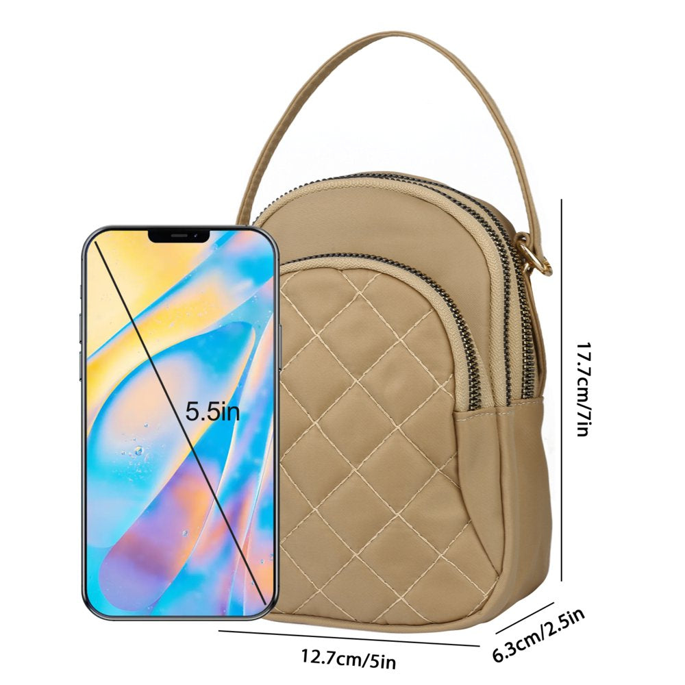 Quilted Cell Phone Purse,  Multi-Pockets Crossbody Phone Pouch Bag with Adjustable Strap and Headphone Hole for Women