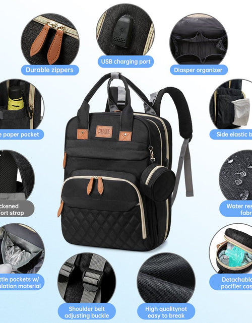 Load image into Gallery viewer, Diaper Bag Backpack, Baby Bag with Insulated Milk Bottle Pockets, Multifunctional Diaper Bags for Baby Girl Boy, Travel Large Capacity Bag with 13 Pockets &amp; Stroller Straps, Waterproof&amp;Stylish(Black)
