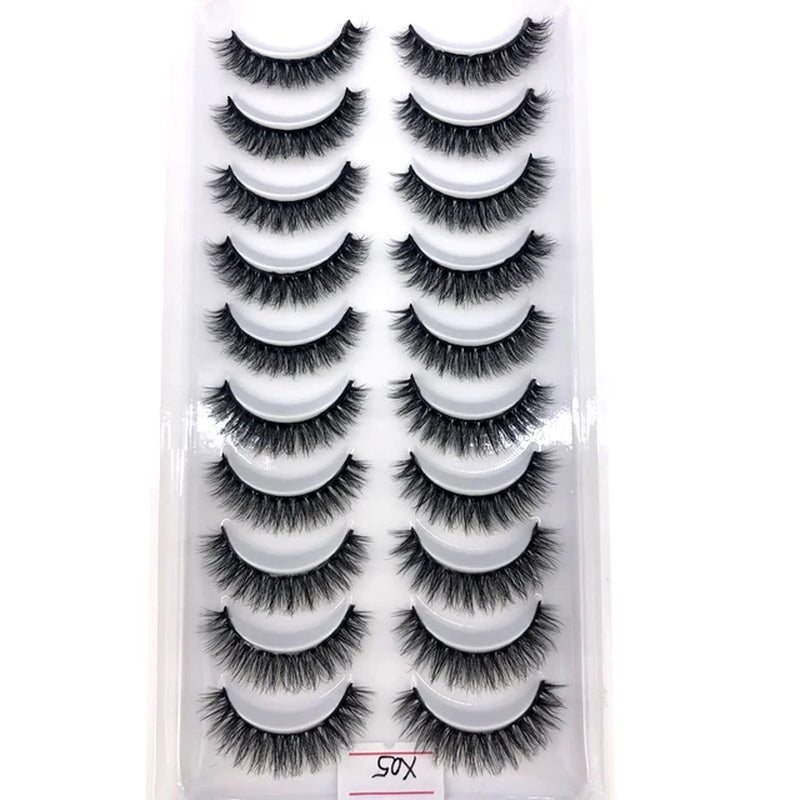 2023 NEW 10 Pairs 100% Real Mink Eyelashes 3D Natural False Eyelashes 3D Mink Lashes Soft Eyelash Extension Makeup Kit Cilios