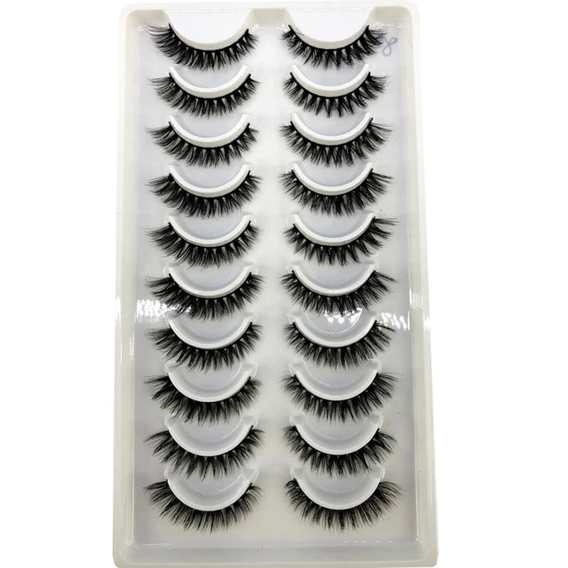 2023 NEW 10 Pairs 100% Real Mink Eyelashes 3D Natural False Eyelashes 3D Mink Lashes Soft Eyelash Extension Makeup Kit Cilios