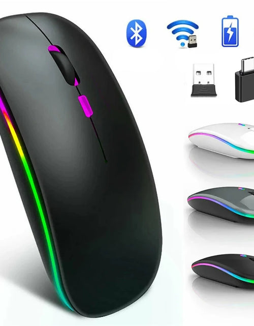 Load image into Gallery viewer, Wireless Mouse Bluetooth--Compatible RGB Rechargeable Mouses Wireless Computer Silent Mice LED Backlit Ergonomic Gaming Mouse
