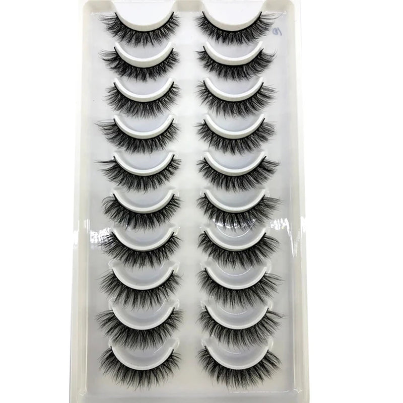 2023 NEW 10 Pairs 100% Real Mink Eyelashes 3D Natural False Eyelashes 3D Mink Lashes Soft Eyelash Extension Makeup Kit Cilios