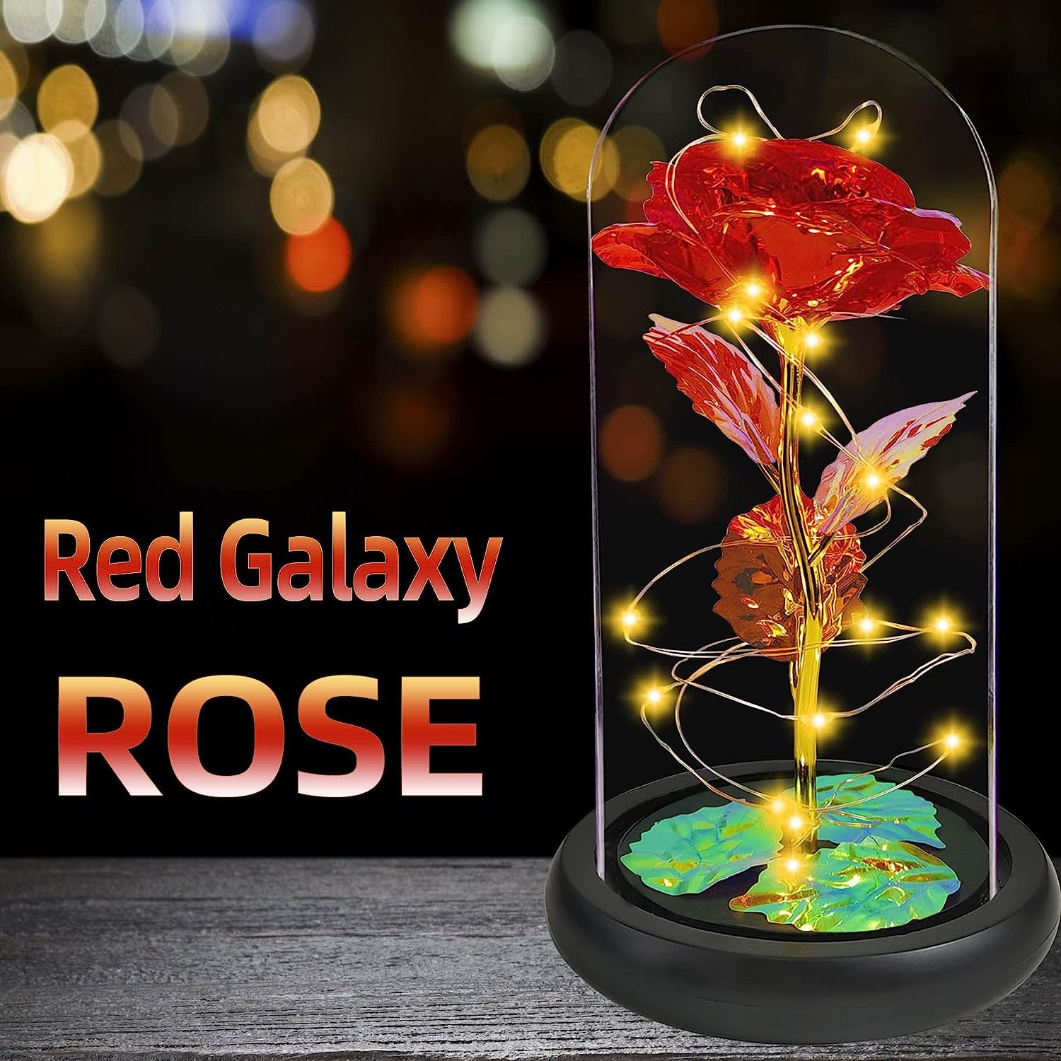 Beauty and the Beast Rose Lasts Forever in a Glass Dome Artificial Colorful Roses Flower Gift for Mother'S Day Valentine'S Day Wedding Anniversary Girl'S Birthday (Red)